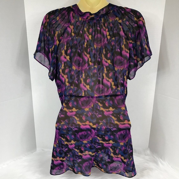 Calvin Klein Keyhole Neck Bow Cap Sleeve Sheer Top - Picture 2 of 5